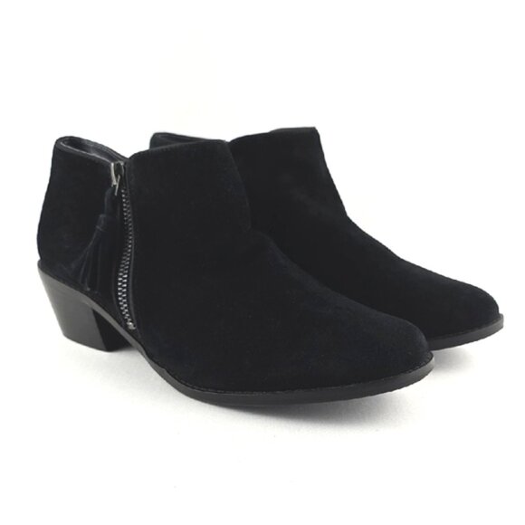 VIONIC Women's Joy Serena Black Suede Ankle Boots Side Zip Arch Support Size 8M - Picture 4 of 14